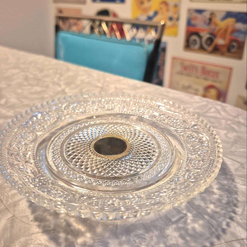 Vintage Small crystal and silver serving plate